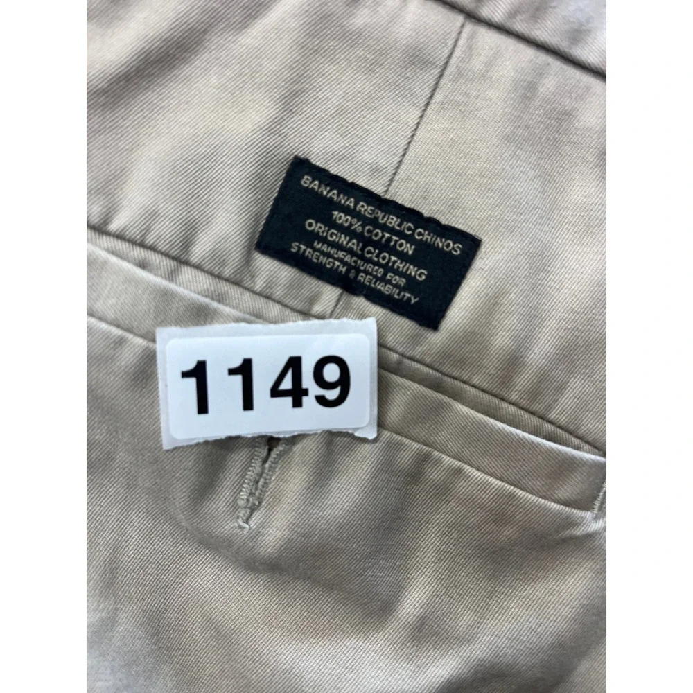 Banana Republic Smithfield Chinos Mens 33x30‎ Khaki Tan Pleated Cuffed Cotton